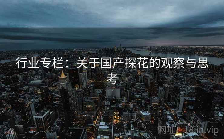 行业专栏：关于国产探花的观察与思考