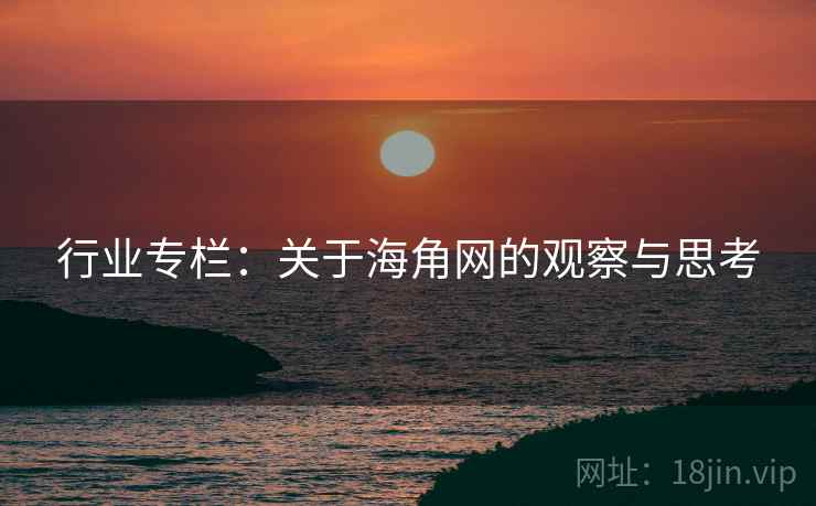 行业专栏:关于海角网的观察与思考